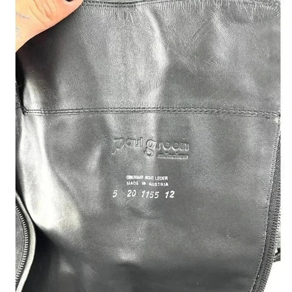 Paul Green Black Suede Leather Women's Boots 5 Kimberly Knee High Buckle Zipper - Picture 4 of 16